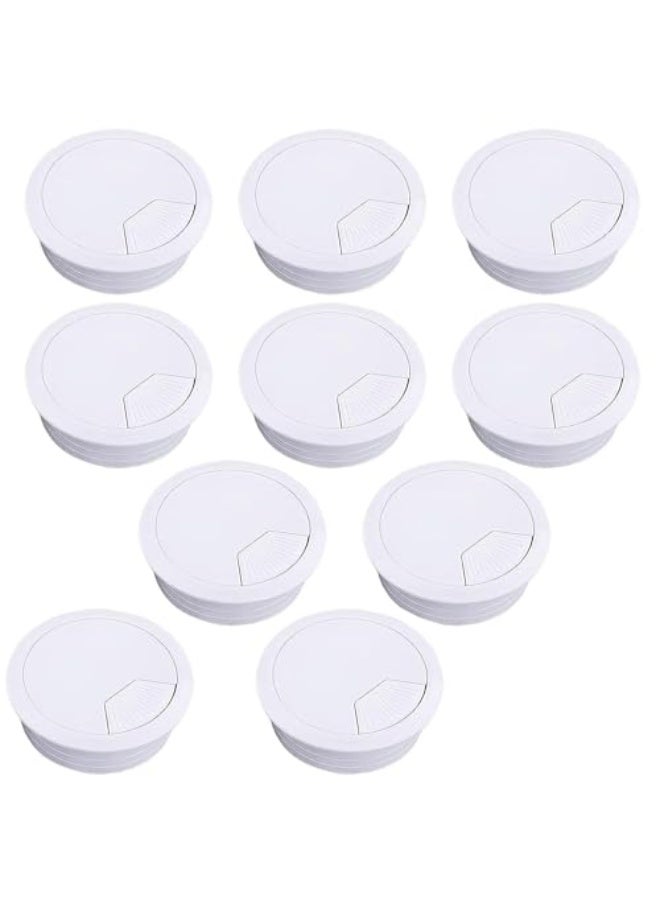 تصميم MAKINGTEC لفتحات المكتب، 10 قطعة فتحة مكتب 60 مم، غلاف كابل المكتب مع منشار ثقوب، الحل الأمثل لكابلات المكتب في المنزل والمكتب (أبيض) - Image 1