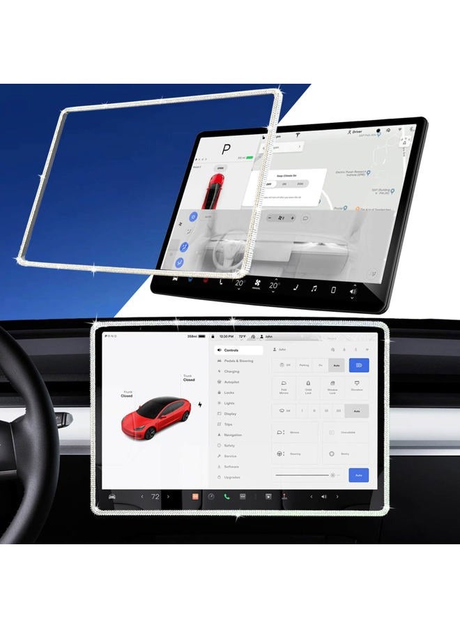 Yeapop Bling Bling Rhinstones Screen Protector for Tesla Model 3 2017-2023 and Model Y, Sparkly Center Console Accessories for 3&Y. - Image 1