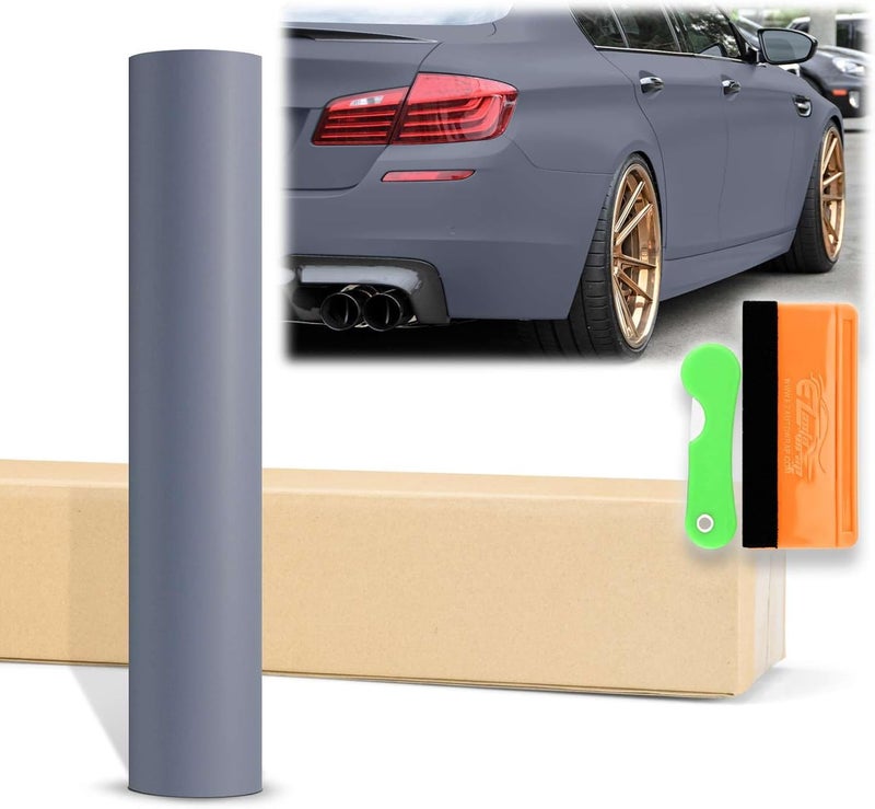 EZAUTO WRAP 12"x60" (1FTx5FT) Space Gray Ultra Matte Flat Vinyl Wrap Auto Car Sticker Decal Film Sheet Bubble Free Air Release Technology with Tool Kit - Image 1