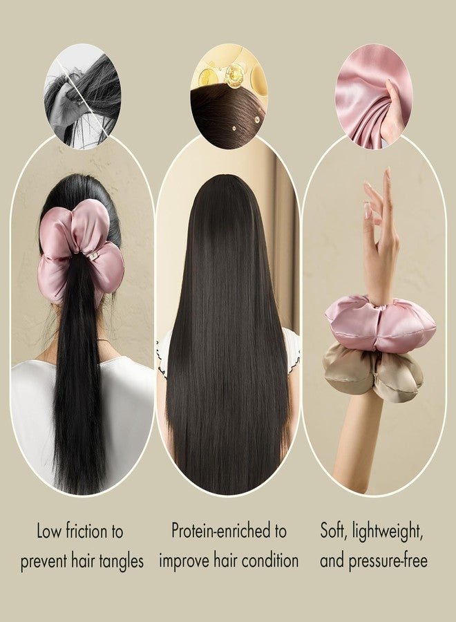 LILYSILK Women 100% Silk Big Hair Scrunchies Silk Filled Ladies Giant Oversize Ponytail Holder Flower Shape Elastic Hair Tie Band (Rosy Pink) - Image 4