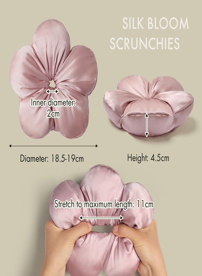 LILYSILK Women 100% Silk Big Hair Scrunchies Silk Filled Ladies Giant Oversize Ponytail Holder Flower Shape Elastic Hair Tie Band (Rosy Pink) - Image 3
