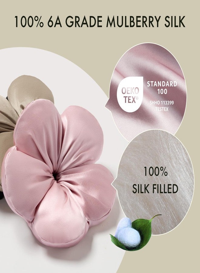 LILYSILK Women 100% Silk Big Hair Scrunchies Silk Filled Ladies Giant Oversize Ponytail Holder Flower Shape Elastic Hair Tie Band (Rosy Pink) - Image 2