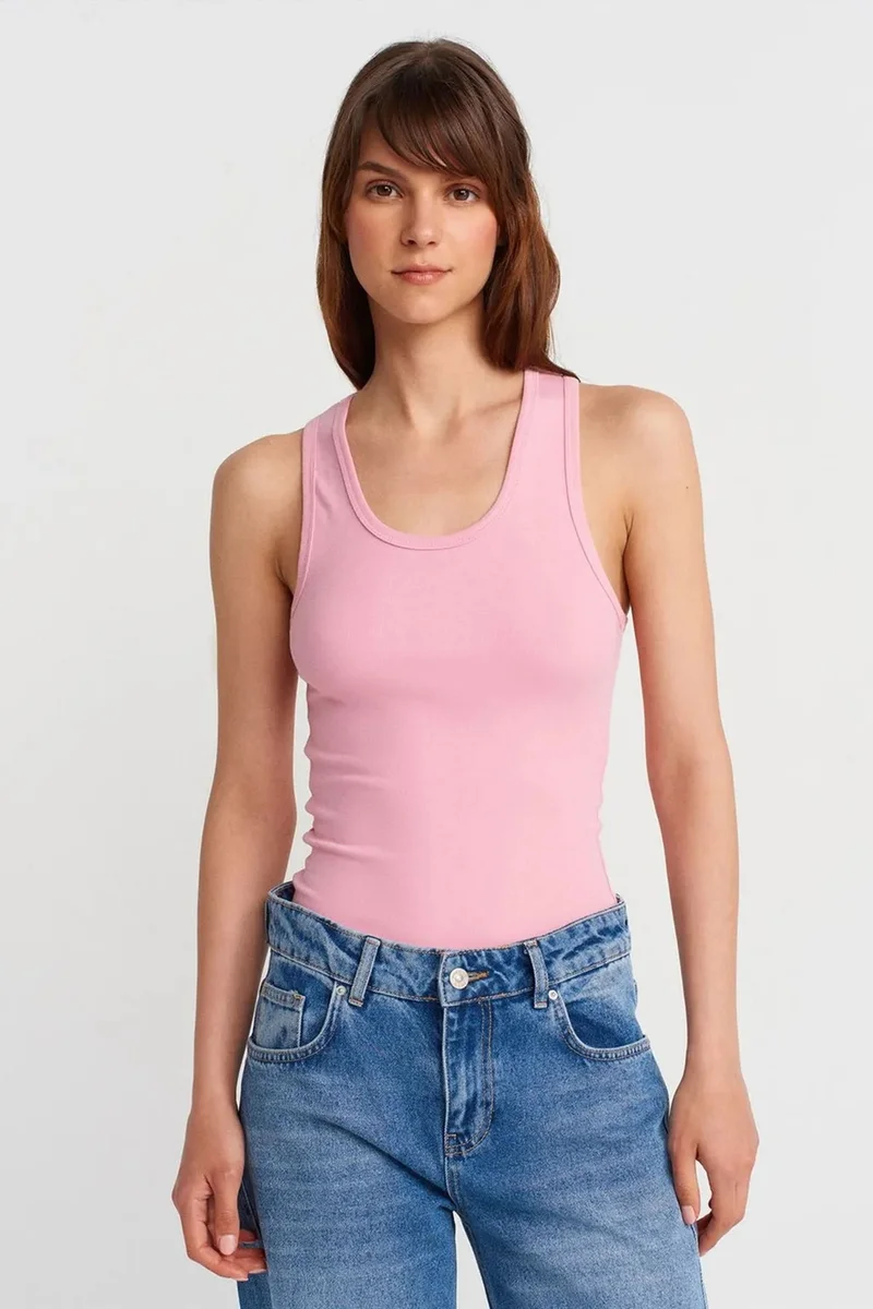 DILVIN Ribbed Sleeveless Cami Blouse