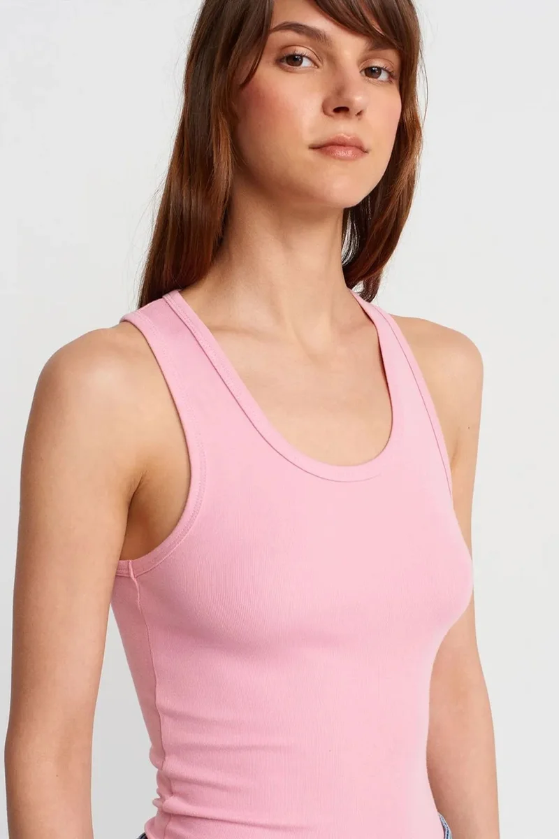 Dilvin Blush Pink DILVIN Ribbed Sleeveless Cami Blouse for Women | Best Price UAE