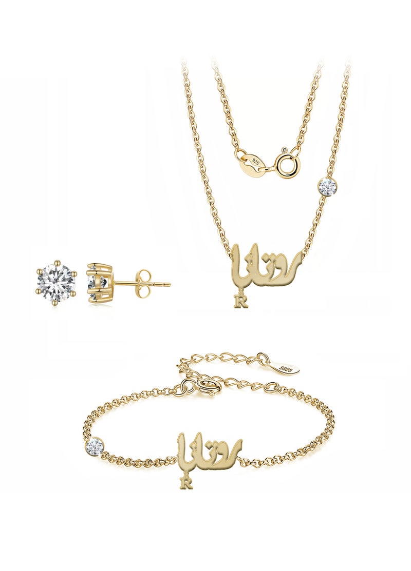 Women's jewelry set made of 925 sterling silver, plated with 21-karat gold, with the name Rotana - Image 1