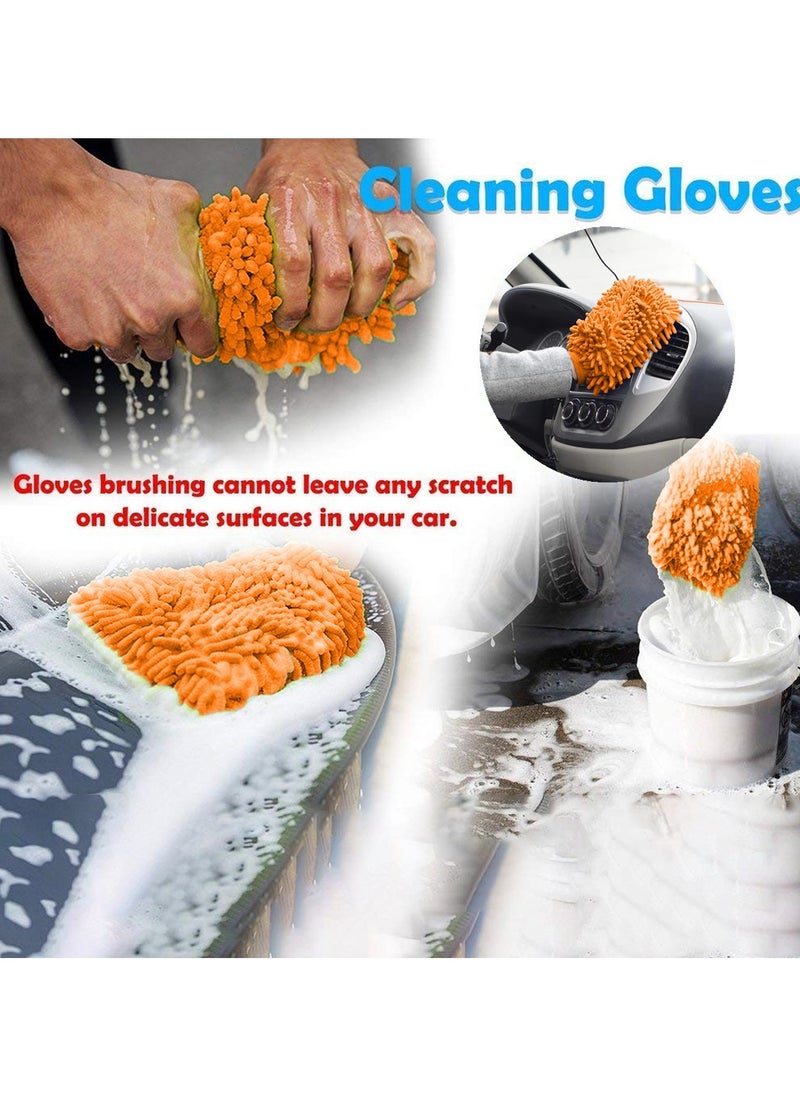 3XR - 3XR Microfiber Wash Mitt Washing Gloves High Density Scratch Free Wash Mitt, Car Cleaning, Home, Kitchen, Office 1PCS Orange - Image 1