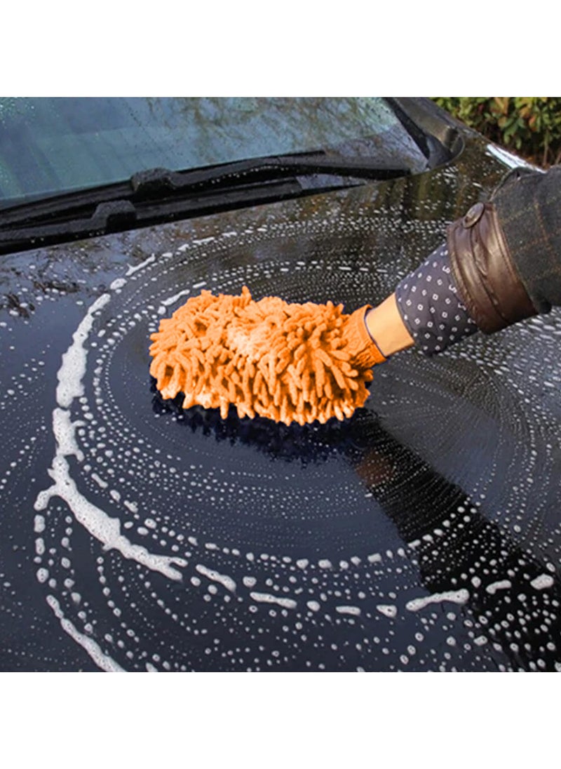 3XR - 3XR Microfiber Wash Mitt Washing Gloves High Density Scratch Free Wash Mitt, Car Cleaning, Home, Kitchen, Office 1PCS Orange - Image 1