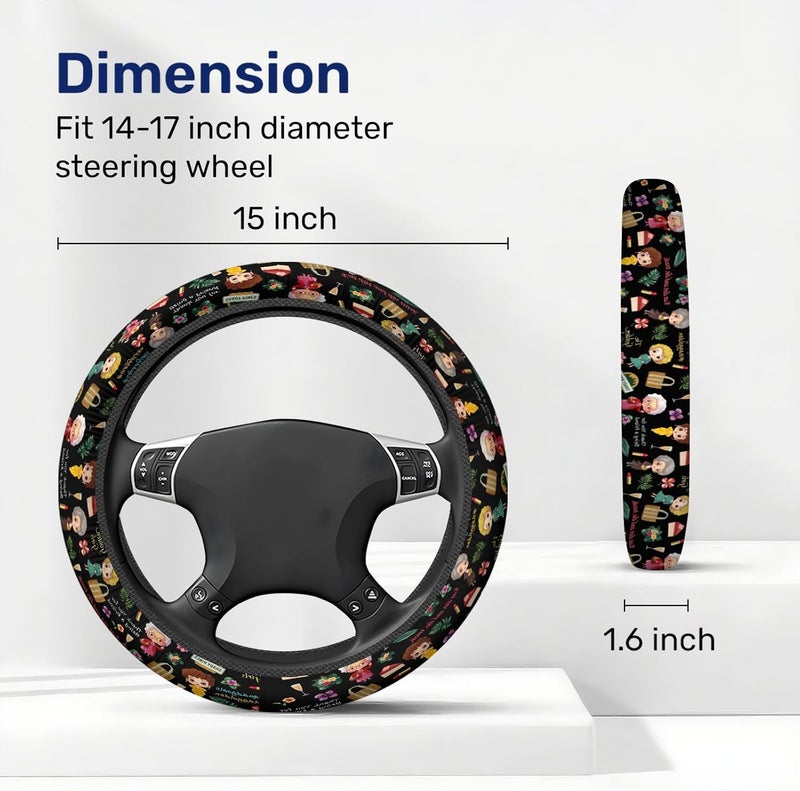GENANY Classic Sisters Steering Wheel Cover, Non-Slip Neoprene Wheel Grip, Breathable Driver Wheel Protector, Sweat-Absorbing Car Accessories, Gifts, Decor - Image 2