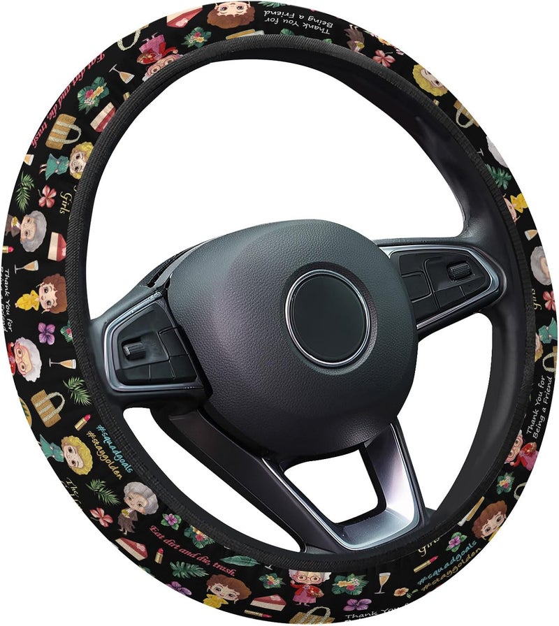 GENANY Classic Sisters Steering Wheel Cover, Non-Slip Neoprene Wheel Grip, Breathable Driver Wheel Protector, Sweat-Absorbing Car Accessories, Gifts, Decor - Image 1