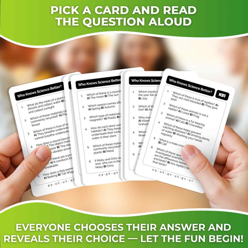 QUOKKA Who Knows Better? - Science - Family Card Trivia Game | Fun Learning & Educational Questions for Families | Suitable for Boys & Girls - Image 2