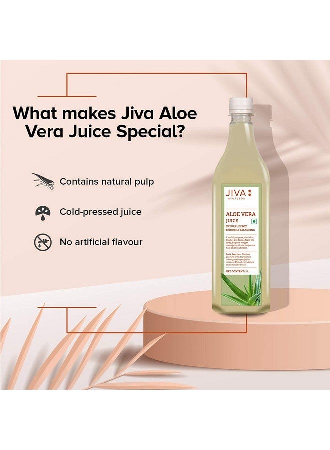 Jiva Aloe Vera Juice 1 Litre | Cold Pressed Juice Boosts Immunity, Improves Digestion, Detoxifies The Body | Promotes Healthy Skin & Hair | No Artificial Flavour & Suger (Pack of 1) - Image 5