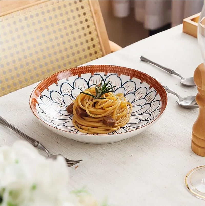 pepplo Exclusive Dinnerware Gift Set Complete Cutlery Set Bohemian Style Rice Bowl Plate Porcelain Bowl Ceramic Wedding Gift Japanese Ramen Dinner Set With 4 Snack Bowls 2 PlatesMulticolor 6 Piece - Image 4