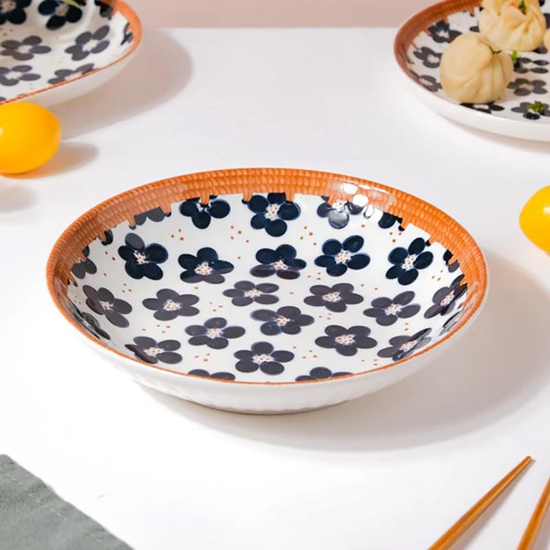 pepplo Exclusive Dinnerware Gift Set Complete Cutlery Set Bohemian Style Rice Bowl Plate Porcelain Bowl Ceramic Wedding Gift Japanese Ramen Dinner Set With 4 Snack Bowls 2 PlatesMulticolor 6 Piece - Image 3