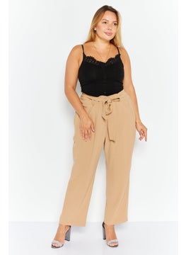 Bar III Women Plus Size Plain Wide Leg Pant, Taupe  - Image 4