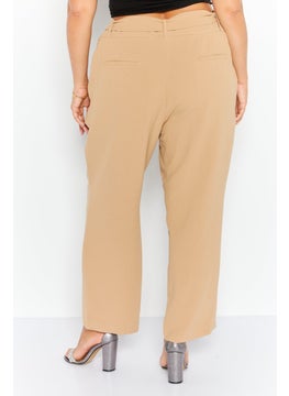 Bar III Women Plus Size Plain Wide Leg Pant, Taupe  - Image 3