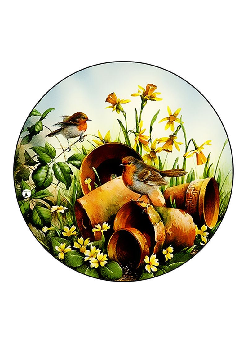 RKN Birds Printed Large Round Pin Badge Multicolour - Image 2