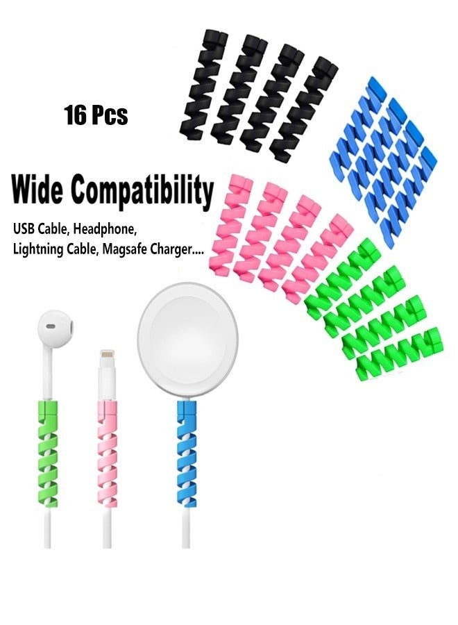16 Pcs Spiral Charger Cable Protector, Can Prevent the Cable Connectors From Fraying and Breakage, Extending Your Charging Cable's Life, Compatible with Phone Charger Cables or Computers Wires  - Image 1