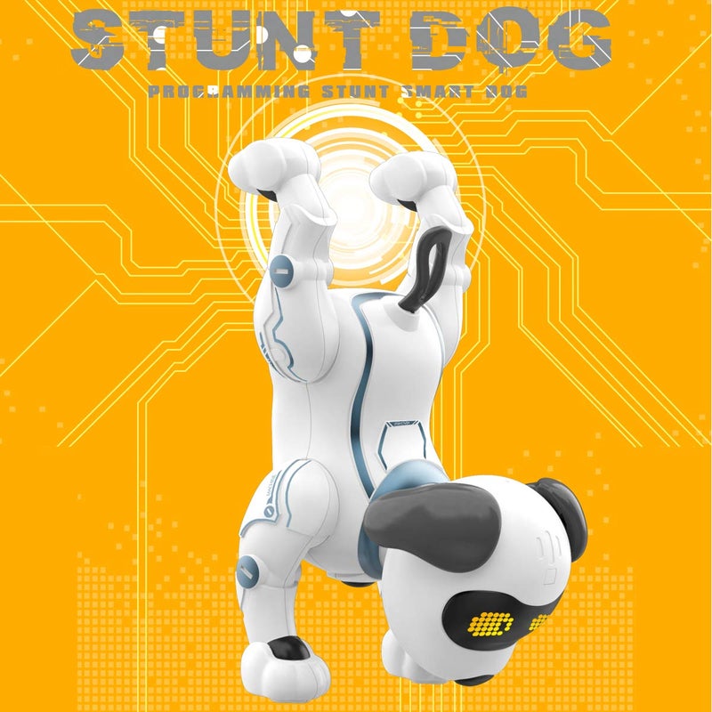 Fisca Remote Control Dog RC Robotic Stunt Puppy Voice Control Toys Handstand Pushup Electronic Pets Dancing Programmable Robot with Sound for Kids Boys and Girls Age 6 7 8 9 10 Year Old - Image 3