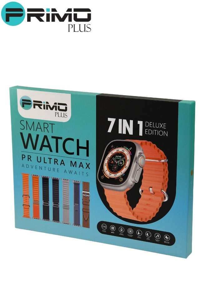 PRIMO PLUS The New PR ULTRA MAX Smart Watch Series 8 With A Full Screen Works With The Android And IOS System Is Responsive Wireless Charging And Supports GPS With 7 Bracelets and Protection Cover , Size 49 mm  - Image 2