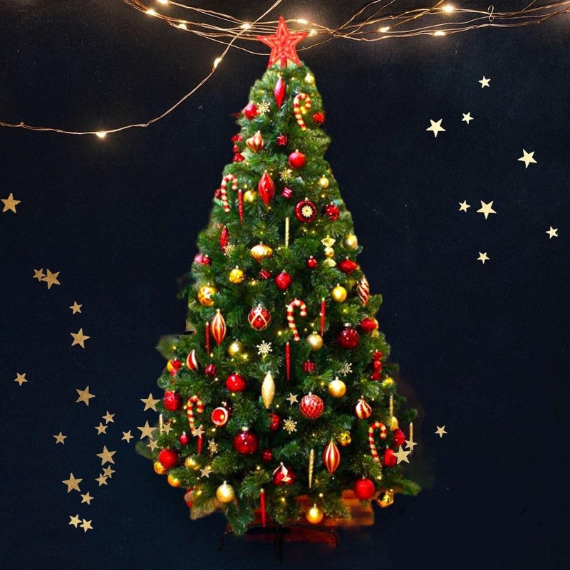 Party Flags Party Flags 6ft Christmas Tree Christmas Pine Tree Xmas Tree 6feet Christmas Tree Heavy bushed Office and Xmas Party Decoration Includes Metal Foldable Stand  - Image 3