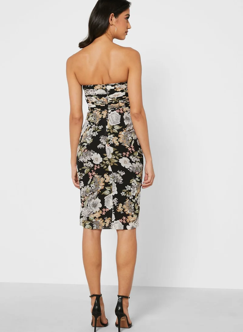 lavish alice Pleated Asymmetric Bandeau Dress