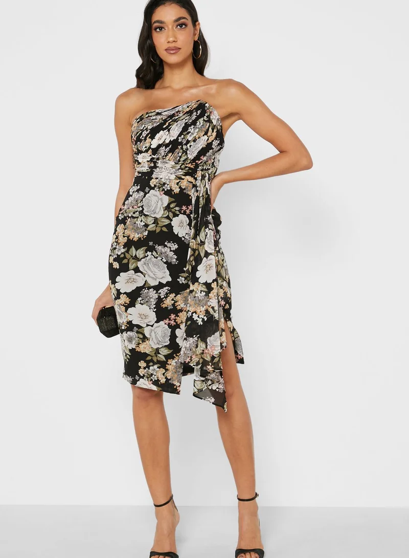 lavish alice Pleated Asymmetric Bandeau Dress