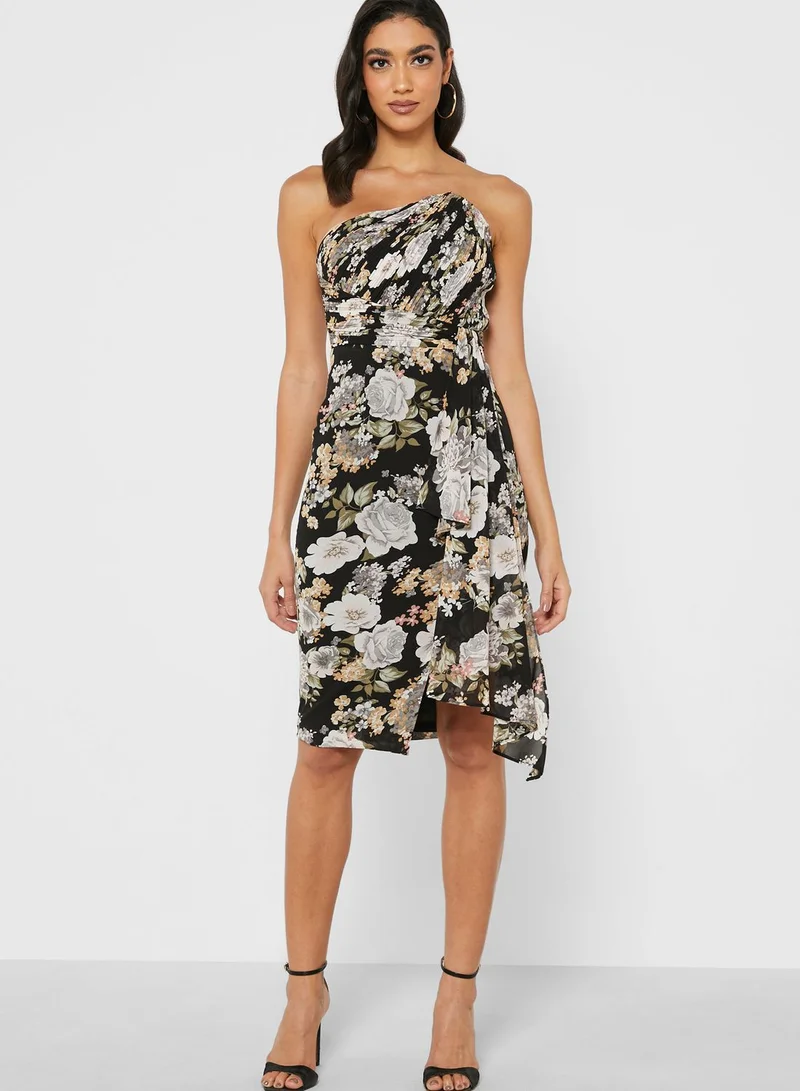 lavish alice Pleated Asymmetric Bandeau Dress