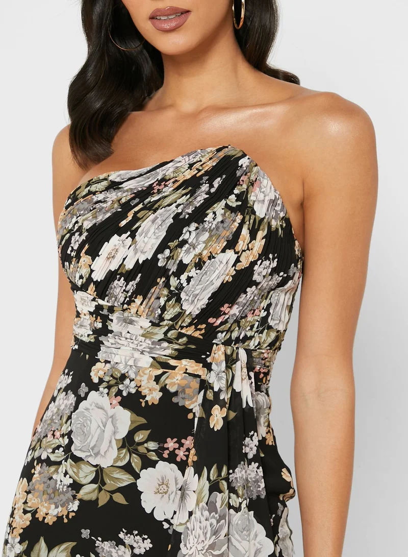 lavish alice Pleated Asymmetric Bandeau Dress