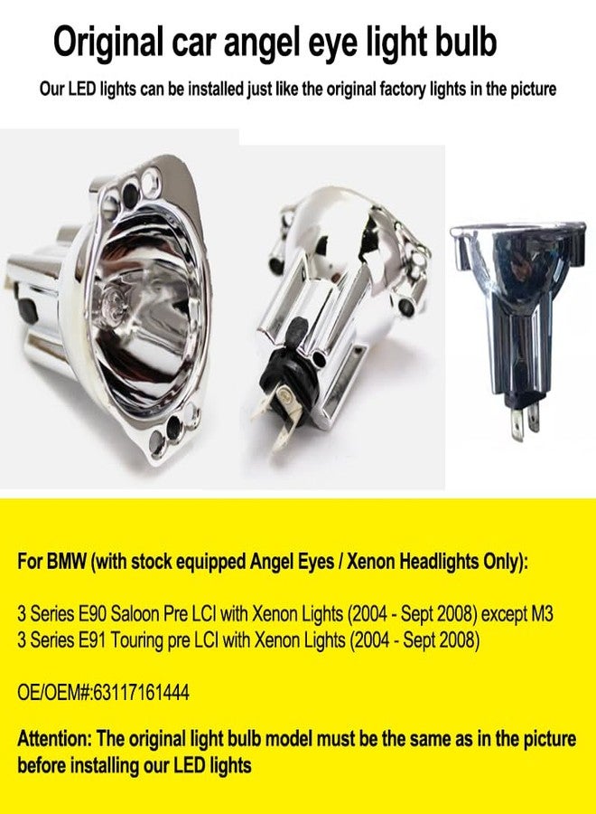 APMAT E90 LED Angel Eyes Marker Light Halo Ring Bulb Compatible for BMW 3 Series Pre-LCI E90 E91 325i 328i 330i 335i 335xi 2006-2008, 6000K White 120W Lamp - Image 2