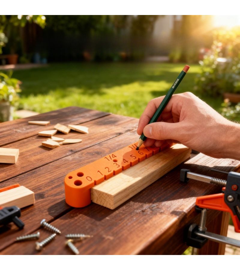 Orange Woodworking Center Finder Ruler 120mm Precision Drilling Guide Tool For 4-8mm Drill Bits - Image 3