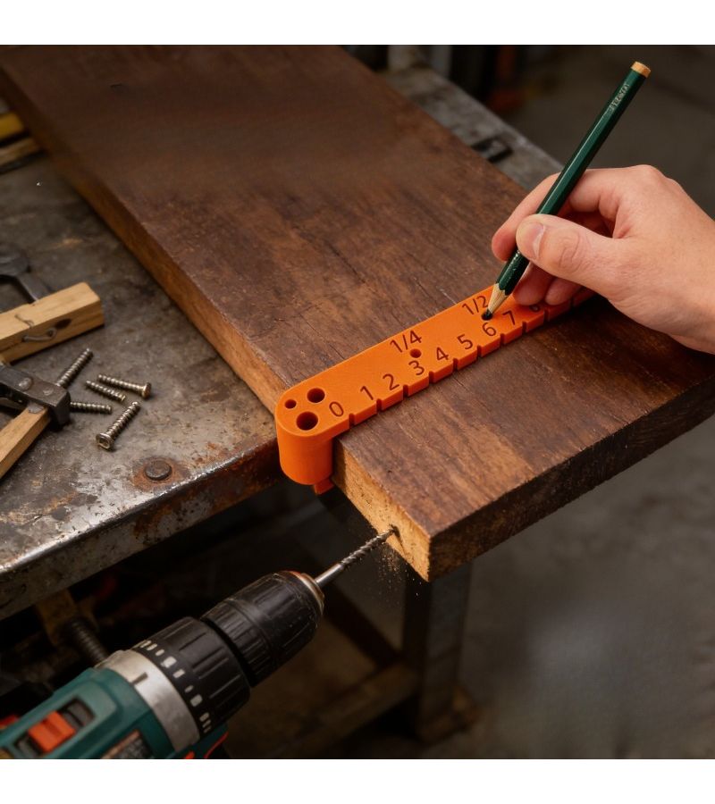 Orange Woodworking Center Finder Ruler 120mm Precision Drilling Guide Tool For 4-8mm Drill Bits - Image 4