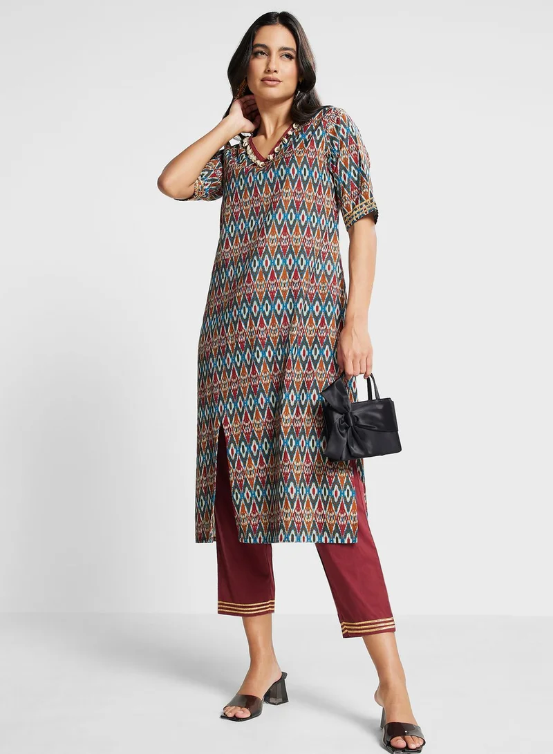 kolaba Printed Kurti & Pants Set