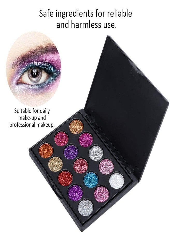 ZJchao Eyeshadow Palette, 15 Colors Glitter Eyeshadow Palette for Cosplay Makeup Eye Makeup, Shining Eye Shadow Cosmetic Powder Suitable for Daily and Professional Makeup - Image 4