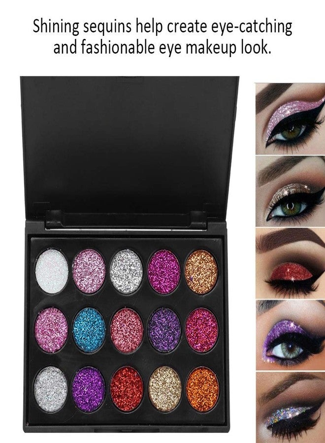 ZJchao Eyeshadow Palette, 15 Colors Glitter Eyeshadow Palette for Cosplay Makeup Eye Makeup, Shining Eye Shadow Cosmetic Powder Suitable for Daily and Professional Makeup - Image 2