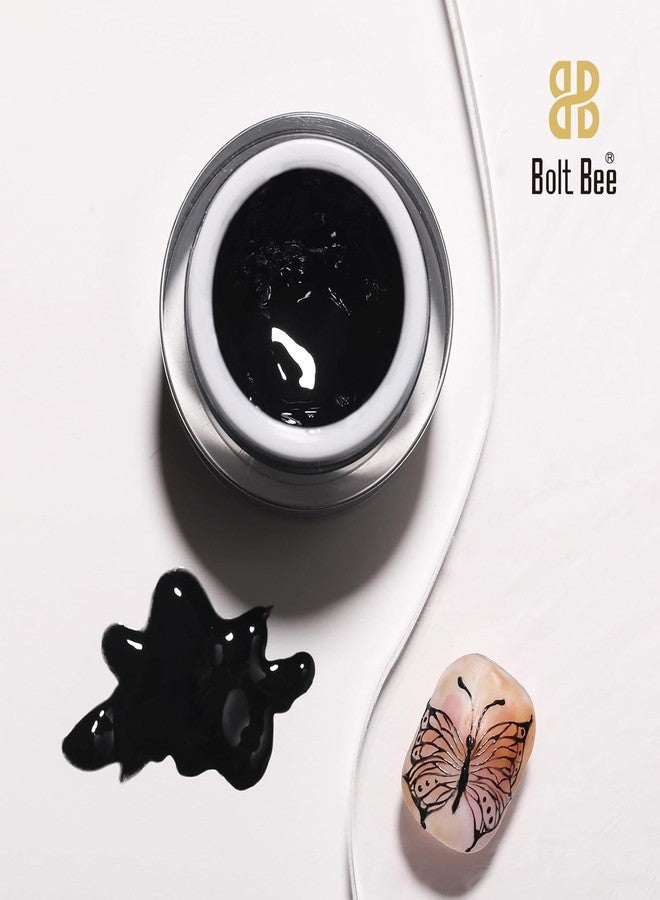 bolt bee جل طلاء الأظافر الاحترافي من بولت بي لرسم الخطوط والتصاميم أحادية اللون والملونة - جل ناعم وعالي الصبغة لفن الأظافر (أسود، 8 غرام) - Image 4
