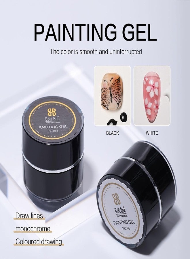 bolt bee جل طلاء الأظافر الاحترافي من بولت بي لرسم الخطوط والتصاميم أحادية اللون والملونة - جل ناعم وعالي الصبغة لفن الأظافر (أسود، 8 غرام) - Image 3