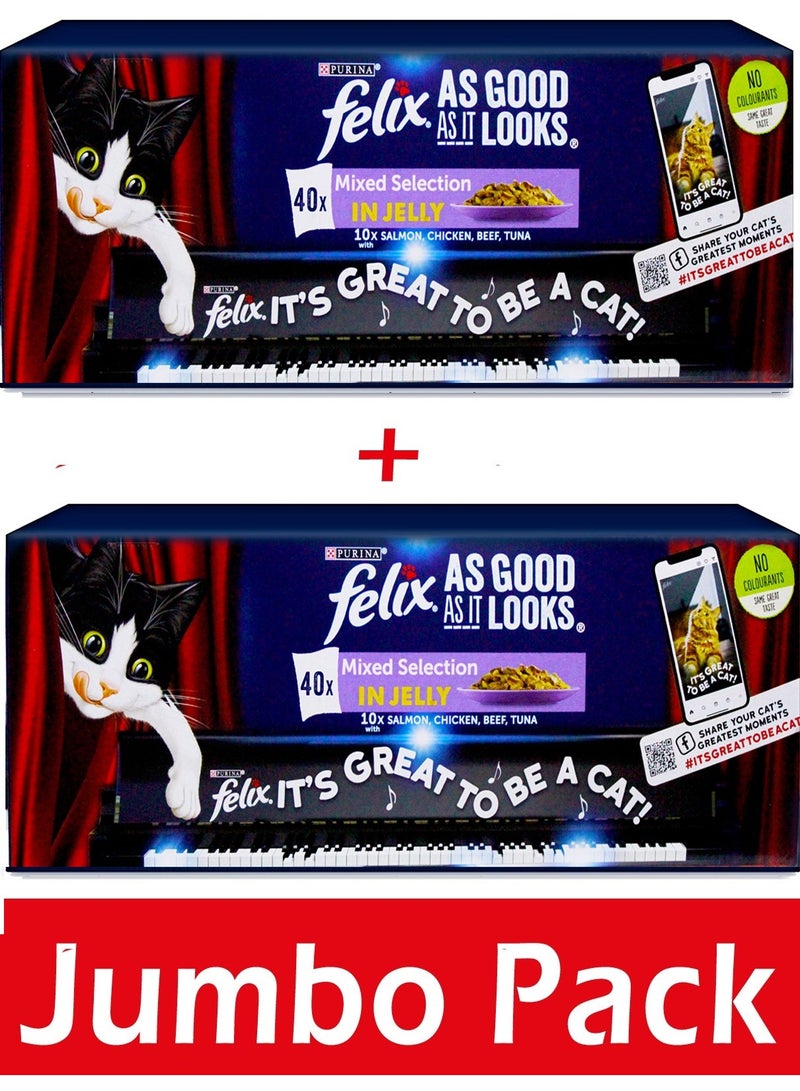 Felix Adult Cat Mixed Selection 80-Piece in Jelly Wet Food 80 x 85g - Image 1