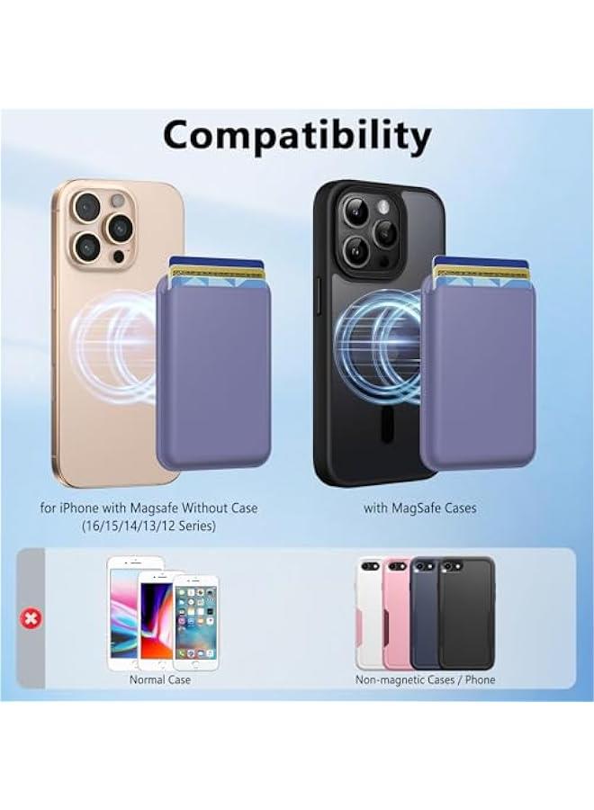 for MagSafe Wallet Magnetic Wallet Phone Card Holder for 16 Pro Max/16 Plus/16 Pro/16/15 Pro Max/15 Pro/15 Plus/15, for iPhone 14 Pro Max/14 Plus/14 Pro/14/13, RFID Leather, Violet  - Image 4
