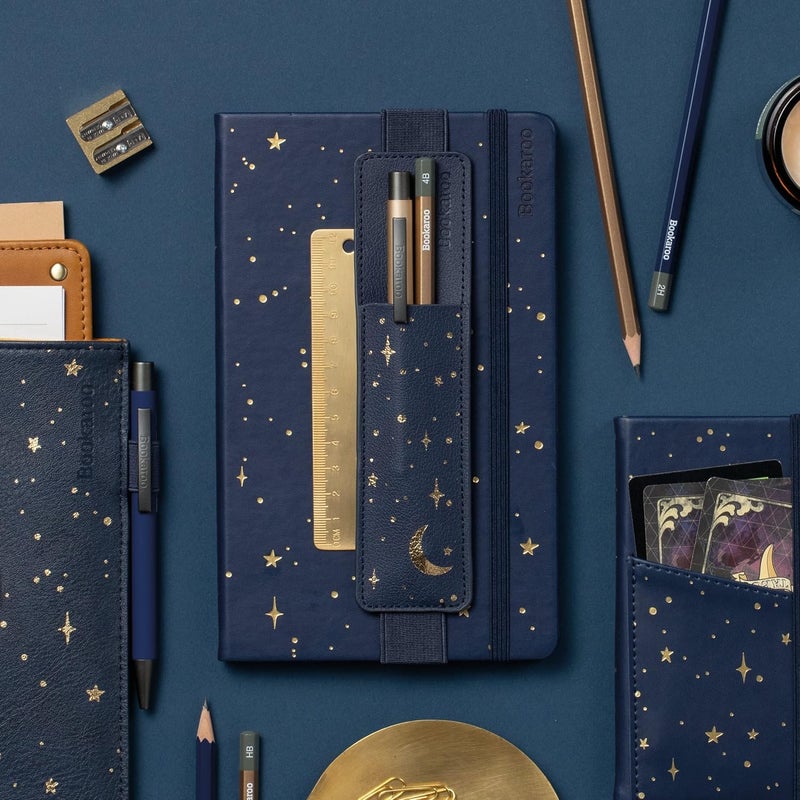 IF Bookaroo Pen Pouch - Moon & Stars, Dark Blue/Gold - Image 4