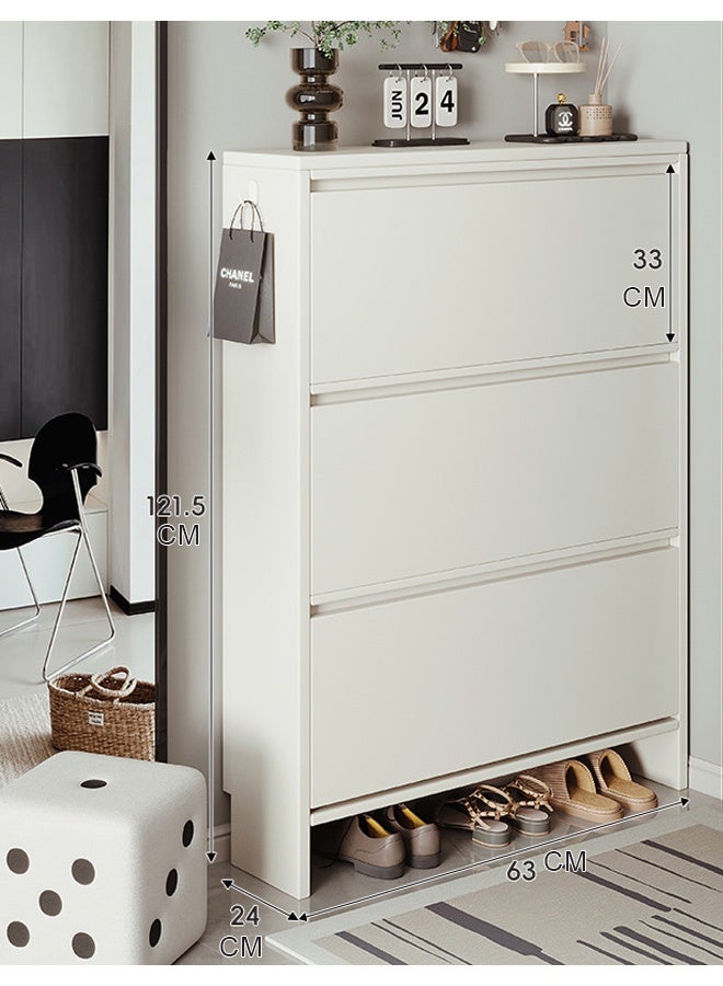 إن كي أكس خزانة أحذية متعددة الطبقات للمدخل، مقاس 63*121*24 سم، لون أبيض - Image 2