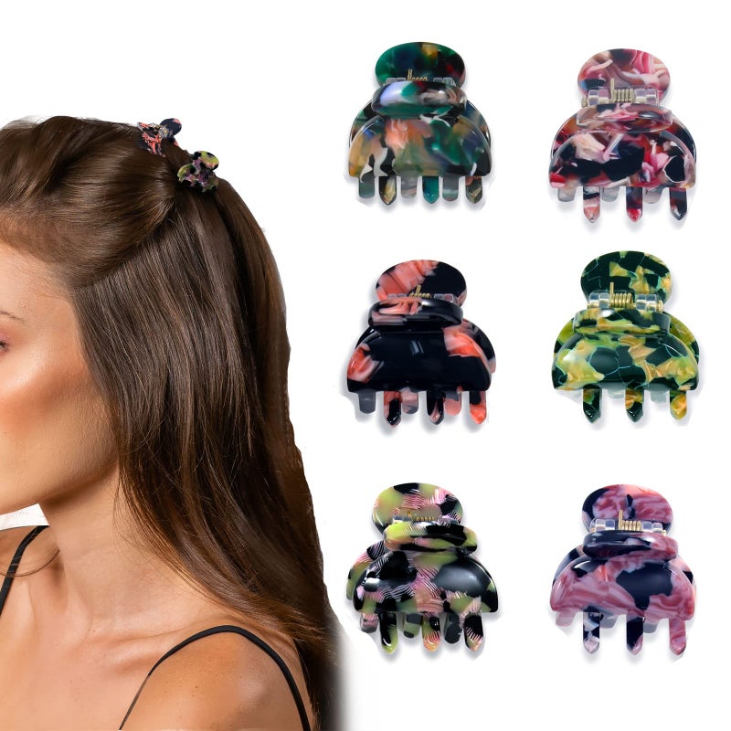Cobahom 6Pcs 1.06 Inch Small Hair Clips Tortoise Shell Mini Jaw Clips for Thin Thick Hair, No Crease Hair Claw Clips for Women Girls (3 Green + 3 Red) - Image 1