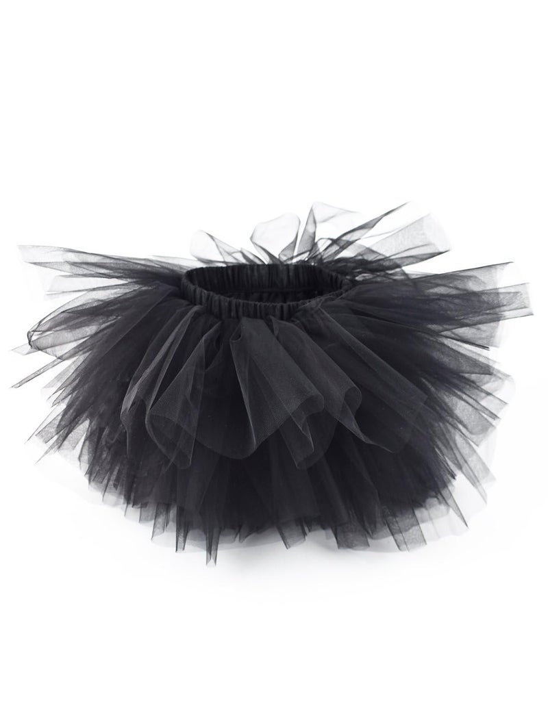 Tutu.kk Girl's 6-Layered Ballet Tutu Fluffy Tulle Little Princess Dancing Petticoat Ballerina Skirt Black S - Image 1