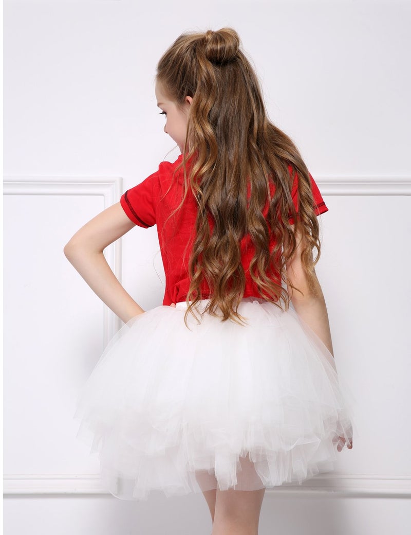 Tutu.kk Girl's 6-Layered Ballet Tutu Fluffy Tulle Little Princess Dancing Petticoat Ballerina Skirt Black S - Image 2