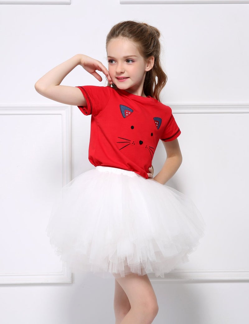 Tutu.kk Girl's 6-Layered Ballet Tutu Fluffy Tulle Little Princess Dancing Petticoat Ballerina Skirt Black S - Image 3