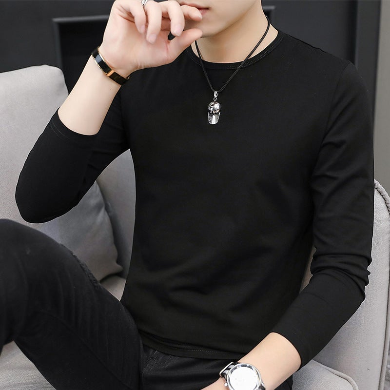 2021 New Long-Sleeved T-Shirt Men's V Neck Bottoming Shirt Autumn and Winter White Autumn Clothes with Autumn Clothes for Men Thin Section - Image 2