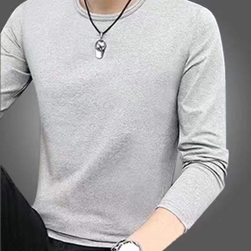 2021 New Long-Sleeved T-Shirt Men's V Neck Bottoming Shirt Autumn and Winter White Autumn Clothes with Autumn Clothes for Men Thin Section - Image 5