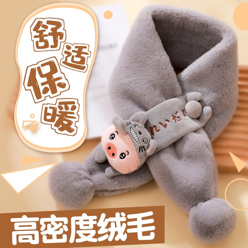 Children'S Scarf Boys Students Girls Plush Warm Kids Cartoon Dragon Year Baby Winter Toddler Scarf - Image 3