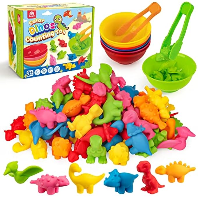 COUNTING DINOSAUR SORTING TOY SET, COLOR MATCHING CLASSIFICATION GAME, MONTESSORI FINE MOTOR SKILL PRESCHOOL EDUCATIONAL MONTESSORI LEARNING TOYS FOR 3 4 5 YEARS OLD - Image 2