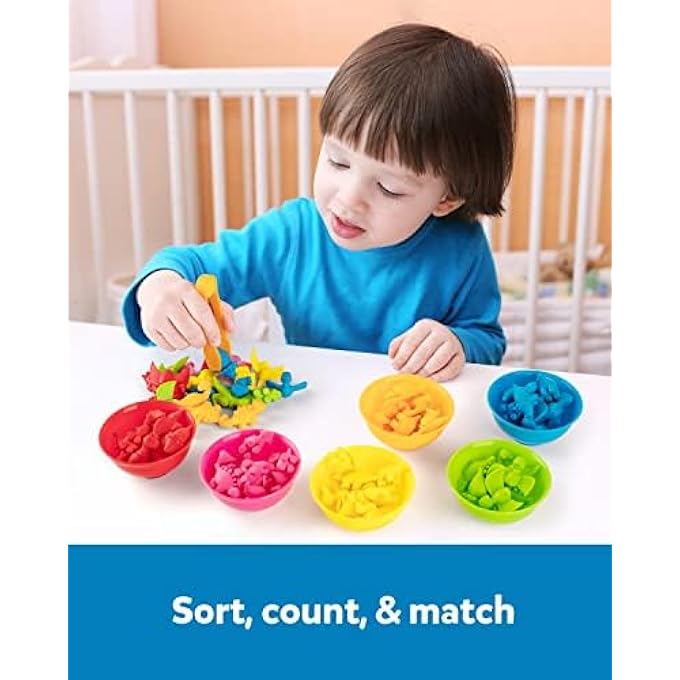 COUNTING DINOSAUR SORTING TOY SET, COLOR MATCHING CLASSIFICATION GAME, MONTESSORI FINE MOTOR SKILL PRESCHOOL EDUCATIONAL MONTESSORI LEARNING TOYS FOR 3 4 5 YEARS OLD - Image 3