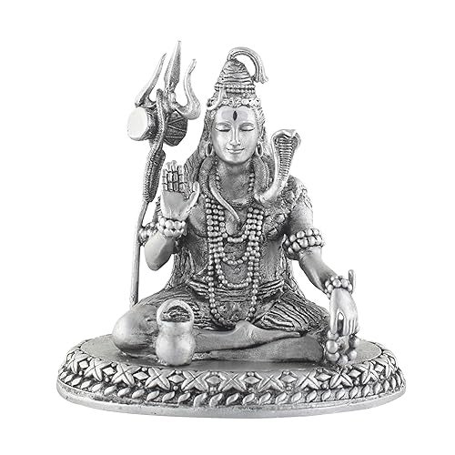 PRD CARATCAFE Lord Shiva God Idol Silver 925 Statue for Puja Temple Home Decor (Net Weight 35-40 GMS Silver) Shiv Shankar Chandi Murti - Image 1